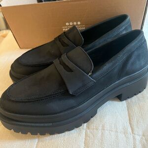 NIB Portland Leather Patina Zoe Chunky Loafer Shadow Black Women’s Size 8